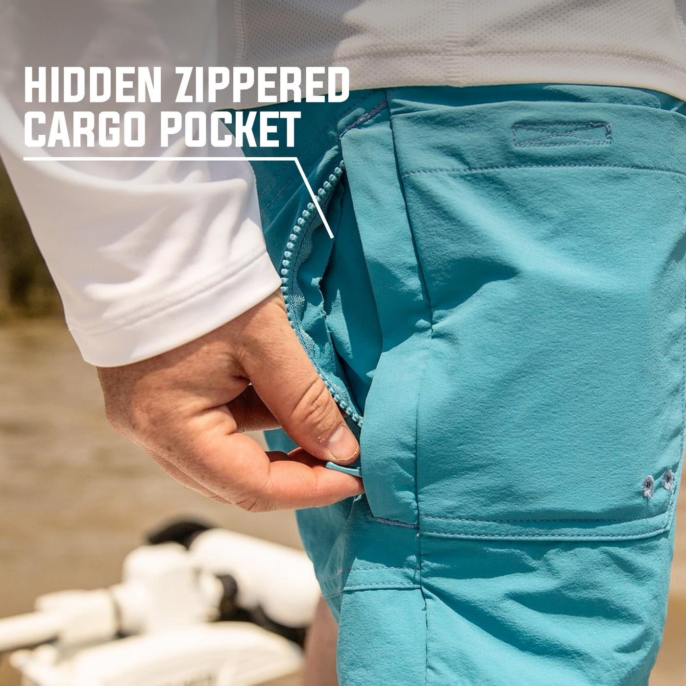 Mossy Oak Men's XTR Fishing Shorts Hidden Zippered Cargo Pocket