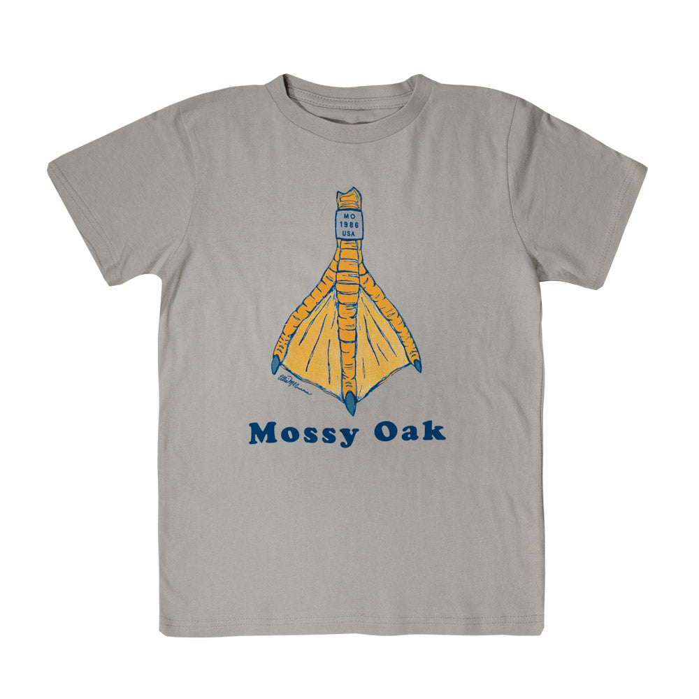 Mossy Oak Youth Kids Duck Foot T Shirt Light Grey