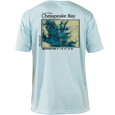 Mossy Oak Coastal Classic Logo Shirt Short Sleeve Chesapeake Bay Artic Blue Back