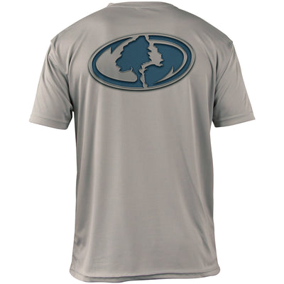 Mossy Oak Fishing Elements Logo Short Sleeve Shirt Athletic Grey Back