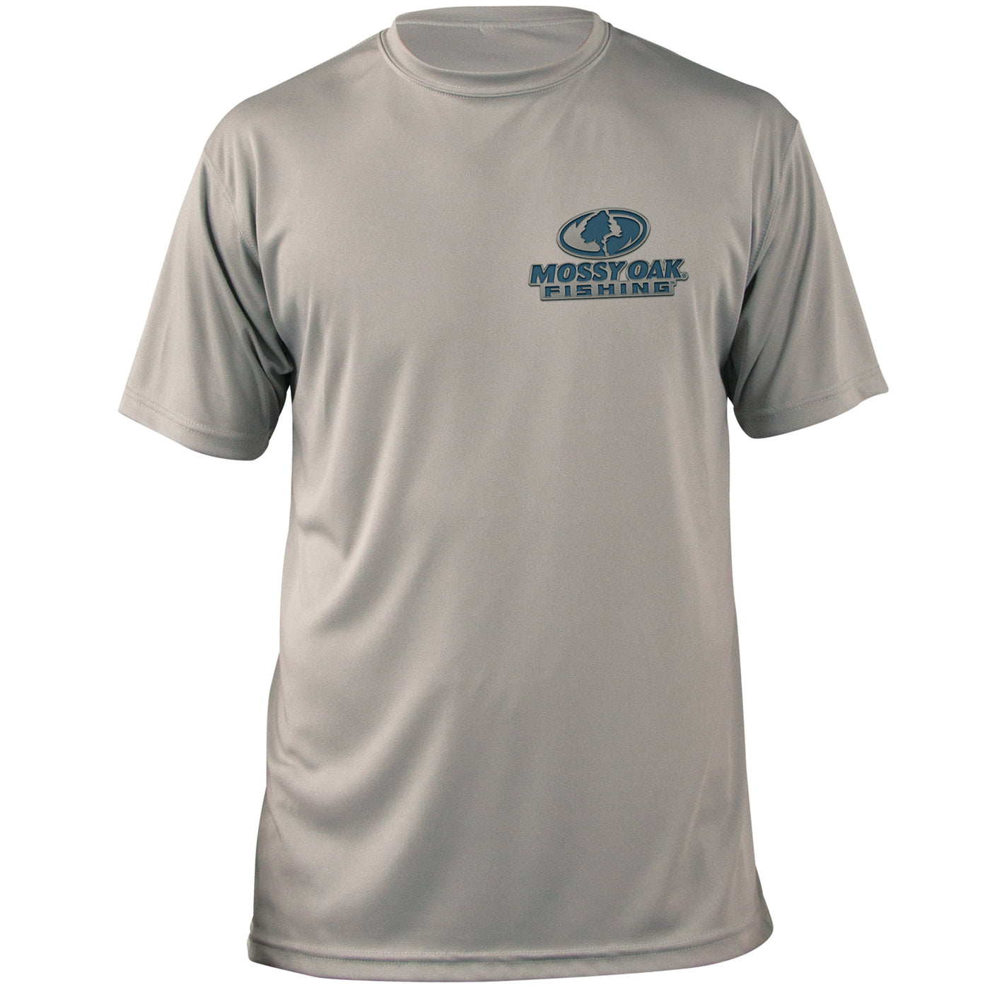 Mossy Oak Fishing Elements Logo Short Sleeve Shirt Athletic Grey Front