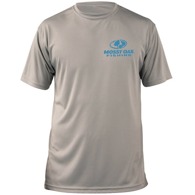 Mossy Oak Fishing Graphic Shirt Short Sleeve Athletic Grey Front