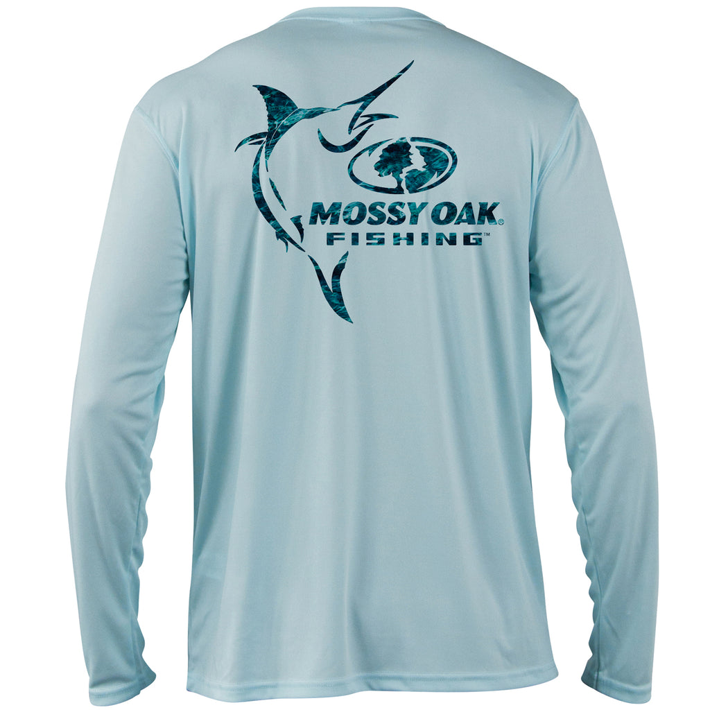 Men's Mossy Oak Bass Fishing Blue Logo T-Shirt - Silver - Small