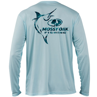 Mossy Oak Fishing Elements Logo Long Sleeve Shirt Artic Blue Marlin Back