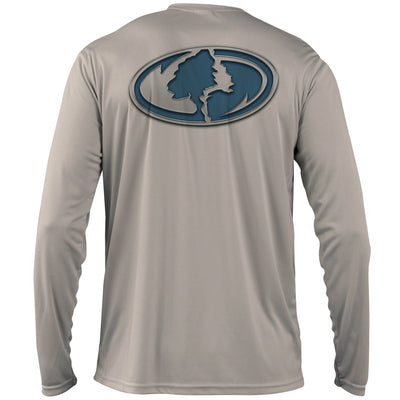 Mossy Oak Fishing Elements Logo Long Sleeve Shirt Logo Athletic Grey Back
