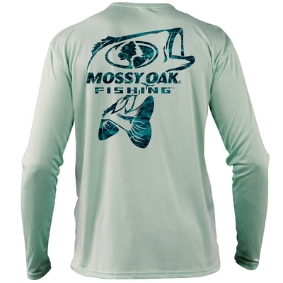 Mossy Oak Fishing Elements Logo Long Sleeve Shirt Bass Seagrass Back